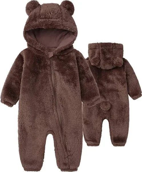 Babymine Baby Boy's Fleece Down Hooded Romper