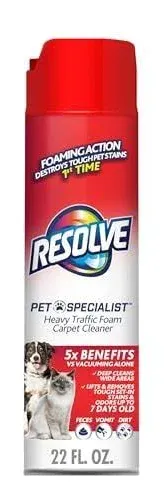 Resolve Pet Specialist Heavy Traffic Foam, Carpet Cleaner, Pet Stain and Odor Re