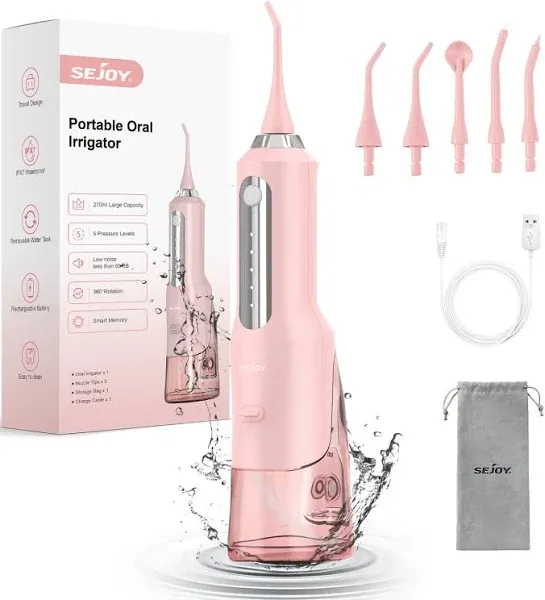 Sejoy Water Flosser for Teeth Cordless Oral Irrigator Water Dental Flosser Portable Dental Oral Irrigator for Home Travel Office