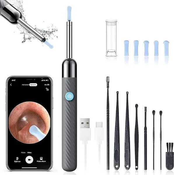 LEIPUT Ear Wax Removal - Earwax Remover Tool with 8 Pcs Ear Set - Ear Cleaner with Camera - Earwax Removal Kit with Light - Ear Camera with 6 Ear Spoon - Ear