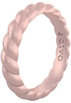 Women's Qalo Rubber Silicone Ring Stackable Twist Rubber Wedding Band