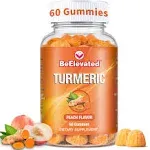 Turmeric Curcumin Gummies for Adults - Extract 8:1 2000mg - Black Pepper and Ginger Supplements for Joint Support - Vegan Chewable Vitamins Supplement - Peach Flavor Turmeric Gummy Chews