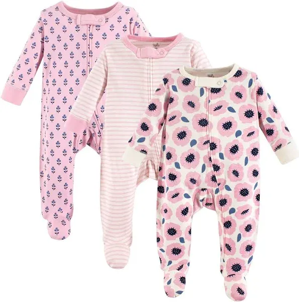 Touched By Nature Baby Girl Organic Cotton Sleep and Play Footies