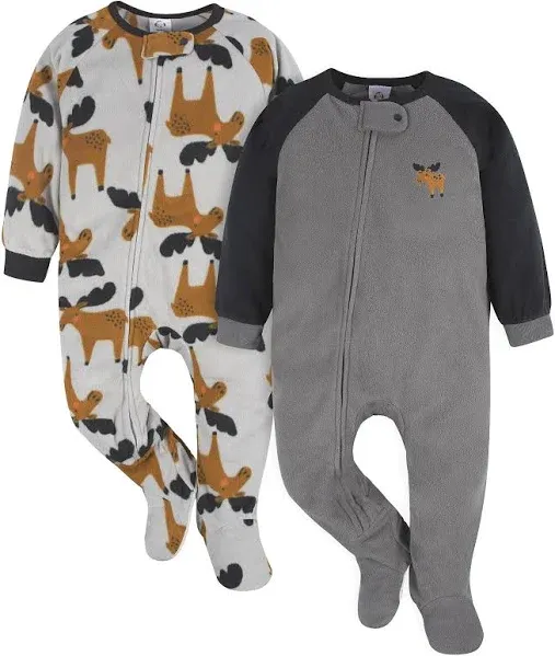 2-Pack Baby &amp; Toddler Boys Moose Fleece Pajamas