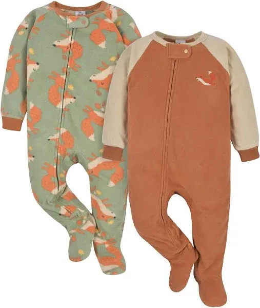 2-Pack Baby &amp; Toddler Boys Green Fox Fleece Pajamas