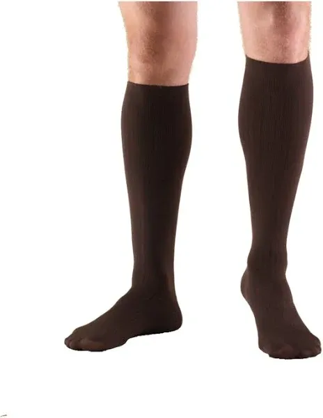 Truform Compression Socks, 8-15 mmHg, Men's Dress Socks, Knee High Over Calf Length, Brown, Small