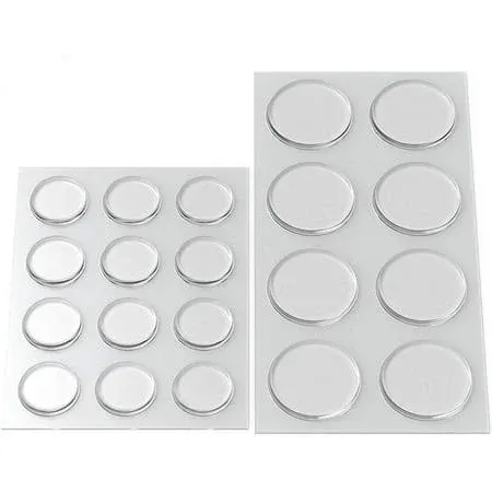 Round Clear Adhesive Bumpers Combo (Large, Medium) - Transparent Self Stick Rubber Pads for Glass Table Top, Furniture, Laptop, Mirrors - 20 PCs