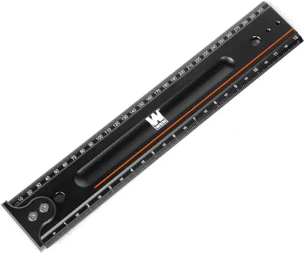 Wen ME812R 12-Inch Measuring Ruler with Hook Stop