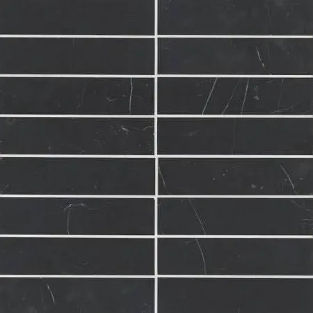 Monet 2" x 8" Honed Marble Decorative Tile in Nero Marquina