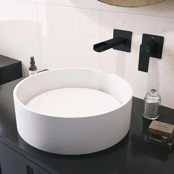 VIGO Anvil Matte Stone Round Vessel Bathroom Sink VG04016