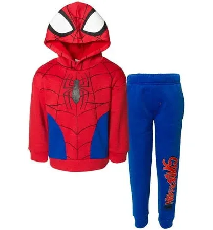 Marvel Spider-Man Avengers Fleece Cosplay Pullover Hoodie and Jogger Pants Outfit Set Toddler to Big Kid Sizes (2T - 18-20)