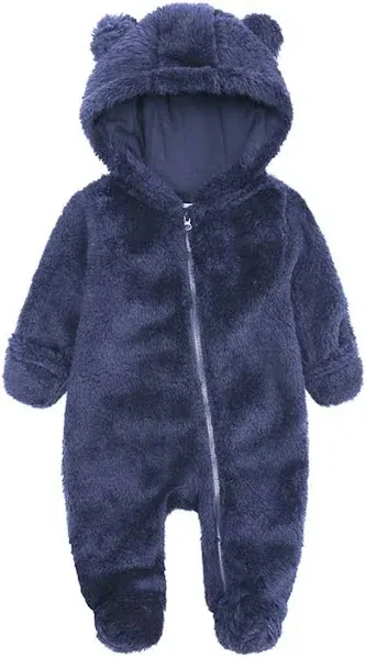 Babymine Baby Boy's Fleece Down Hooded Romper