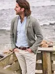 Faherty Inlet Knit Blazer: Olive Brush Melange