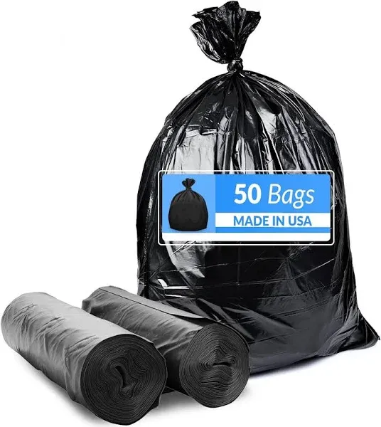  55-60 Gallon Trash Bags Heavy Duty | 50 Bags | 50-60 Gallon | Large Black 