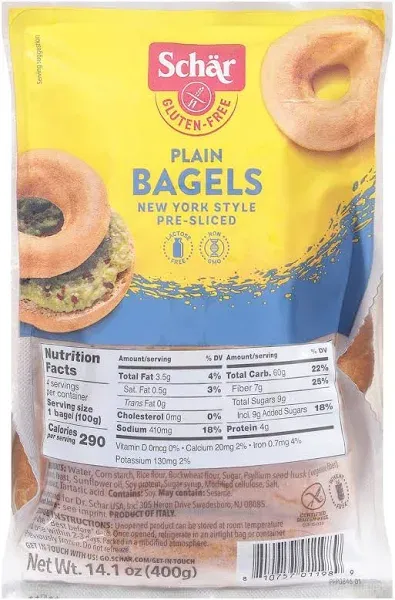 Schar Gluten Free Plain Bagels 14.1 Ounce