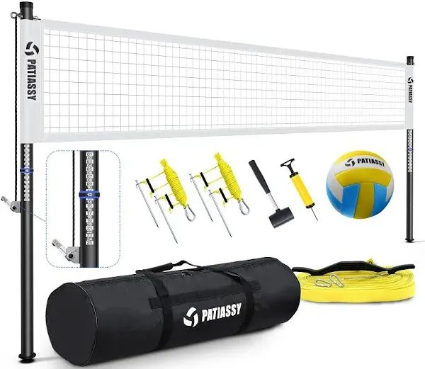 Professional Volleyball Net Set Heavy Duty Portable with Poles Ball Pump Outdoor