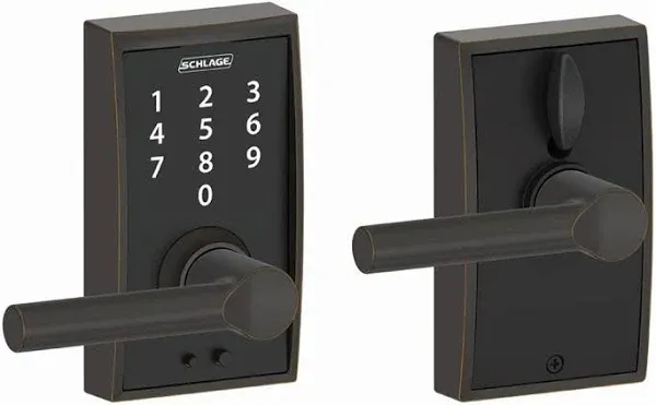 Schlage Touch Keyless Touchscreen Lever with Century trim and Broadway Lever