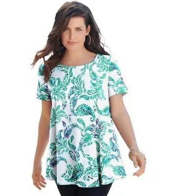 Plus Size Women's Swing Ultimate Tee with Keyhole Back by Roaman's