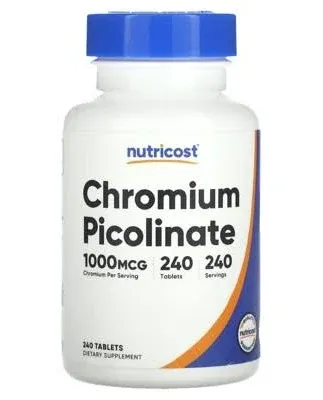 Chromium Picolinate Supplement Nutricost 1000Mcg 240 Tabs Non-Gmo Soy Free