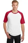 Sport Tek T201 Short Sleeve Colorblock Raglan Jersey - White/Red - XS