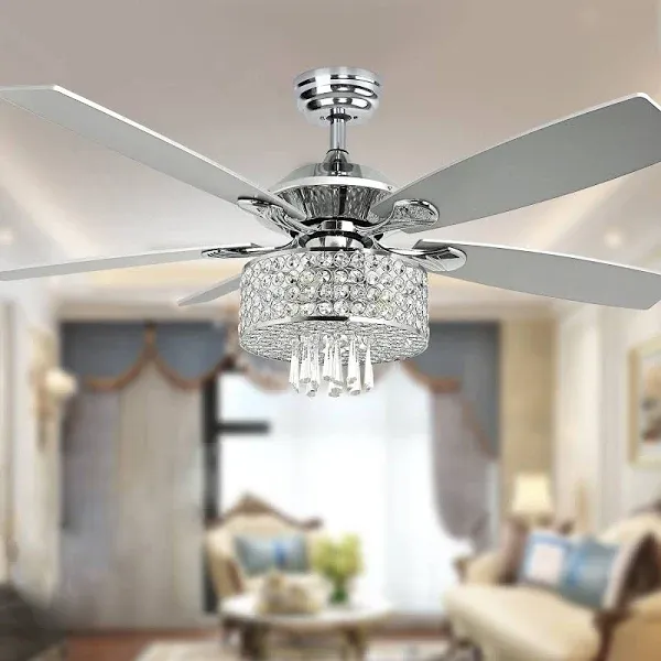 Depuley 52" Remote Crystal Ceiling Fan with Lights