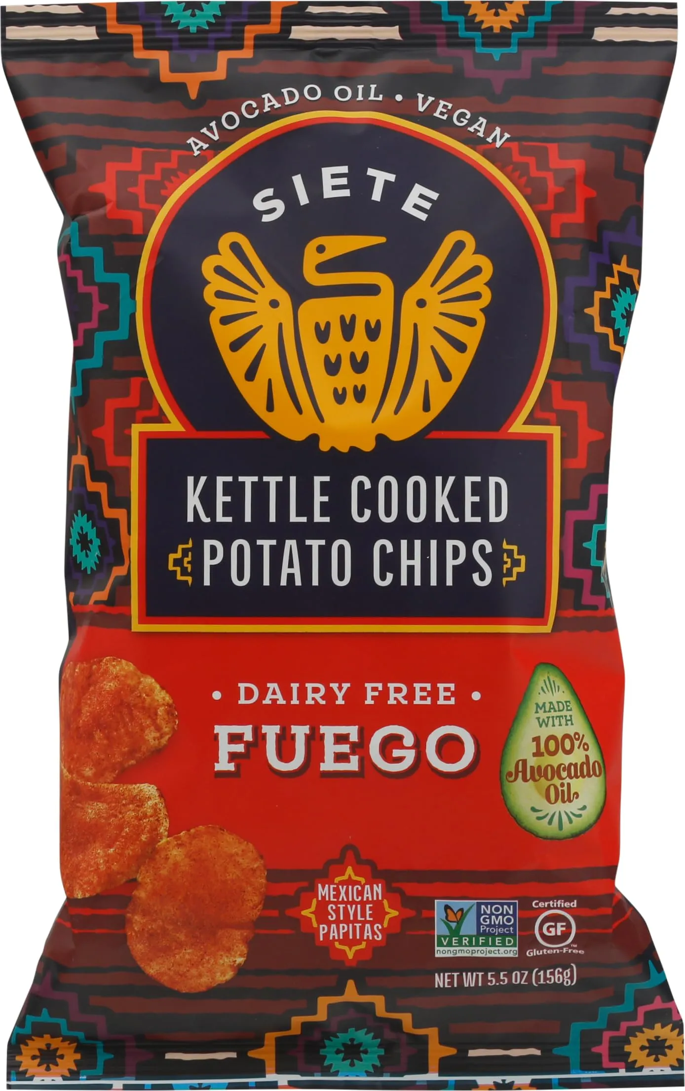 Siete Foods Fuego Kettle Cooked Potato Chips Dairy & Gluten Free (5.5 oz)