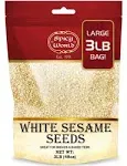 White Sesame Seeds 3lb Bag - Natural, Raw, Hulled - by Spicy World