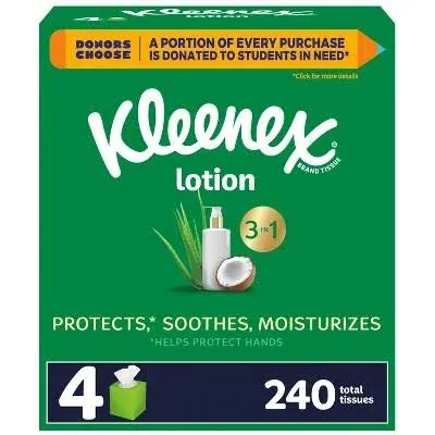 Kleenex Soothing Lotion Tissues, Coconut Oil + Aloe, 3-Ply - 3 - 120 tissue cartons [360 tissues]