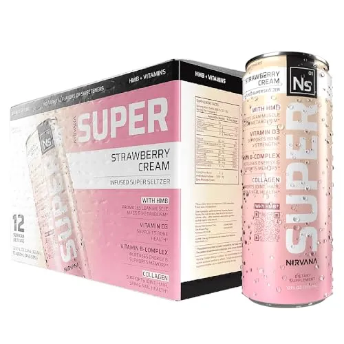 Nirvana - Super Seltzer Water - Strawberry Cream - 12 fl oz. (12 Cans) | GNC