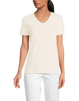 Lands' End Women's Petite Relaxed Supima Cotton V-Neck T-Shirt