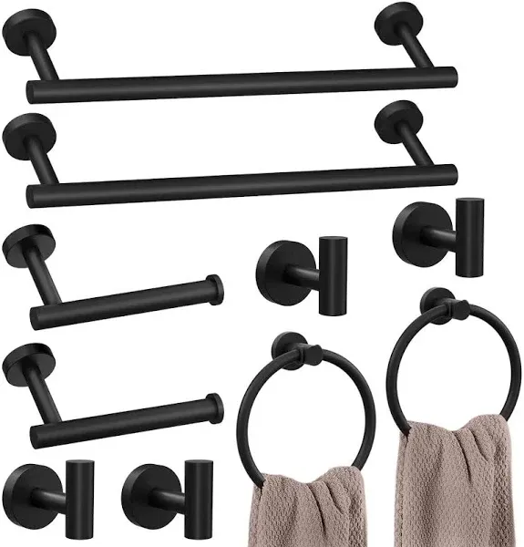 Matte Black Bathroom Accessories Set, 23.6 inch Bath Towel Bar Set,