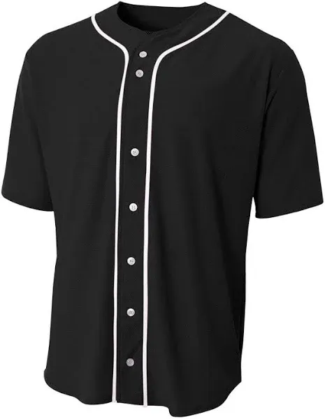 A4 Youth Short Sleeve Full Button Baseball Jersey