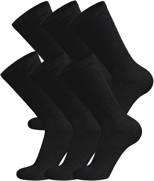 6 Pairs of Cotton Diabetic Non-Binding Neuropathy Crew Socks (Khaki, Fits Mens Shoe Size 9-12/Womens Shoe Size 10-13)