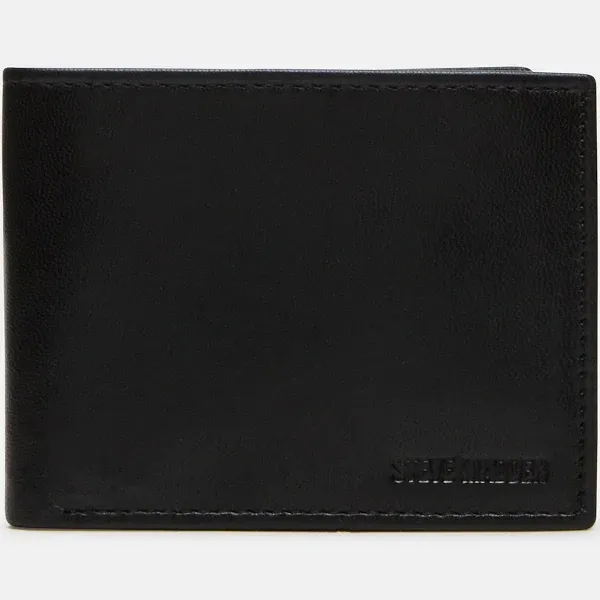 Steve Madden Men's Leather Wallet Extra Capacity Attached Flip Pockets