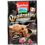 Loacker Quadratini Bite Size Wafer Cookies, Dark Chocolate - 8.82 oz bag