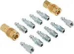 Milton (S-210) 1/4" NPT M-Style Coupler and Plug Kit (12-Piece)