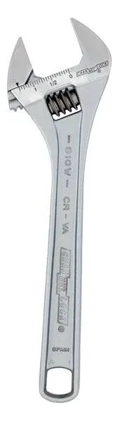 Channellock 10WCB 10-inch CODE BLUE WideAzz Adjustable Wrench | 2-inch Wide Mouth Jaw Capacity | Precise Jaw Design Grips in Tight Spaces | Measurement Scales for Easy Sizing Diameters