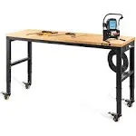 48" W Adjustable Height Wood Top Workbench VEVOR