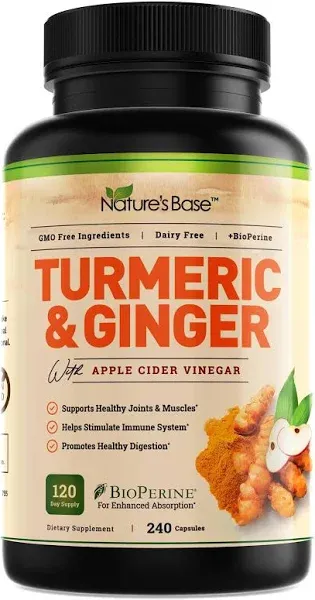 Turmeric and ginger 60 capsules, apple cider vinegar and black pepper capsules