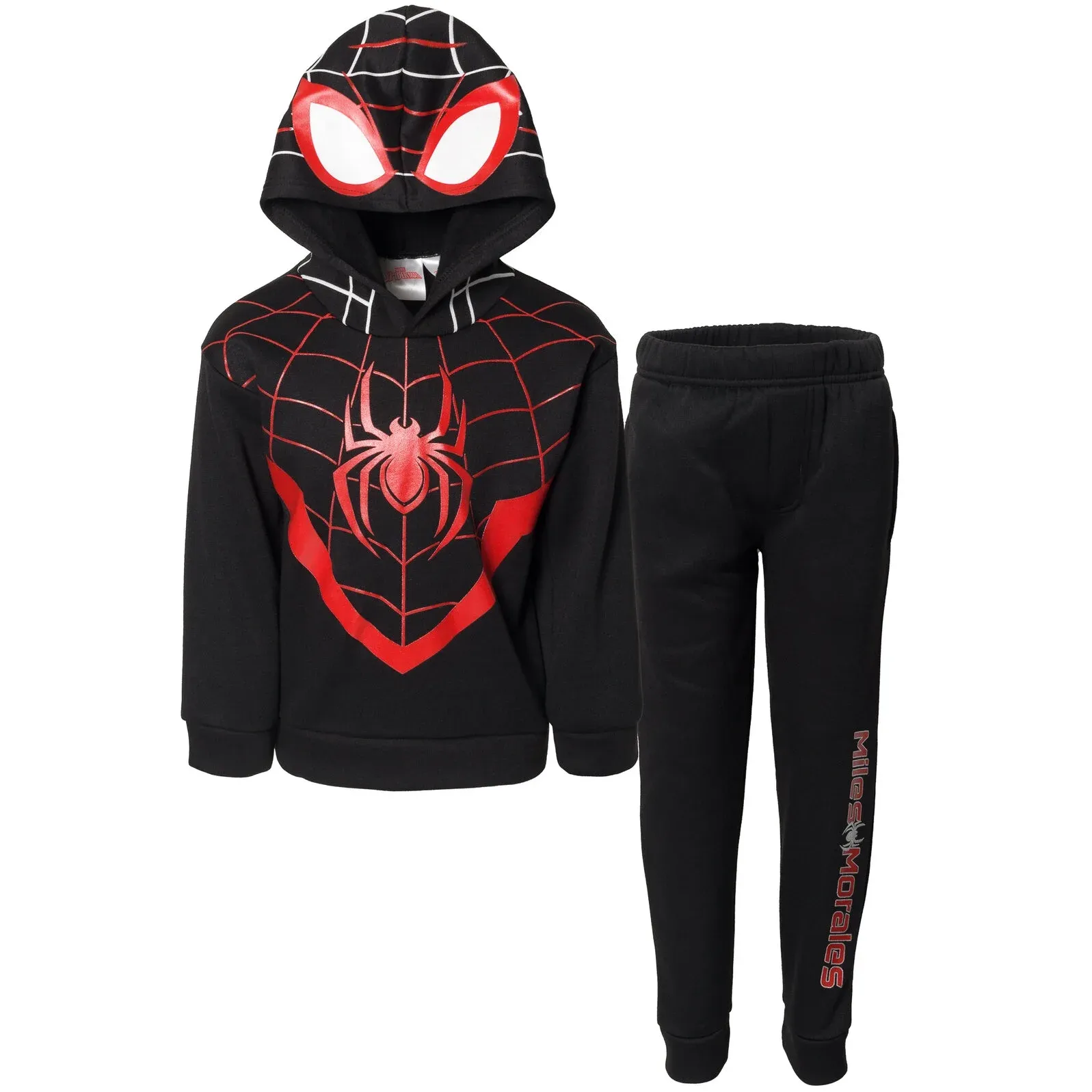 Marvel Spider-Man Miles Morales Toddler Boys Fleece Cosplay Pullover Hoodie and Pants Outfit Set Toddler to Big Kid