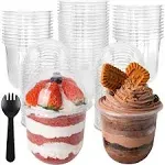 50 Pack 12OZ Clear Plastic Cups with Lids for Dessert, Snacks, Iced Drinks