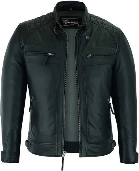 Distressed Motorcycle Café Racer Genuine Leather Jacket Men