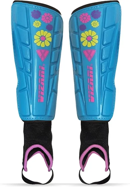 Vizari Blossom Soccer Shin Guards - Dual-Layered Protection & Ventilated Football Shin Pads with Ankle Protection - Stylish Design - Youth & Kids Soccer Shin Guards with Non-Slip Adjustable Strap