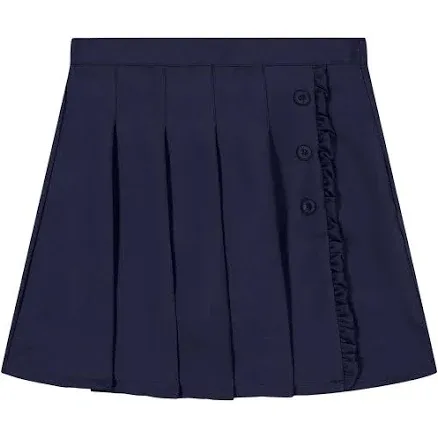 Nautica Girls' School Uniform Pleated Pull-on Scooter Skirt with Undershorts, Knit Waistband