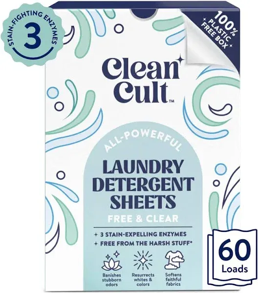 Cleancult Laundry Detergent Sheets Fresh Linen 60 Count