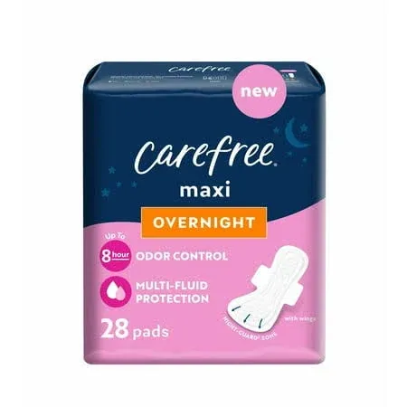 Carefree Maxi Overnight Pads with Wings