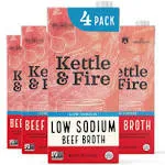 Low Sodium Beef Broth - Pack of 4 - Organic Cooking Stock, Real Bones Not Powder,Grass Fed, Protein, Keto, Paleo, GF, Whole 30 Diet Friendly, Natural