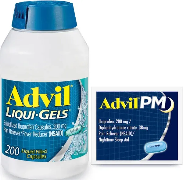 Advil Liqui-Gels Pain Reliever and Fever Reducer, Pain Medicine for Adults with Ibuprofen 200mg for Headache, Backache, Menstrual Pain and Joint Pain Relief - 80 Liquid Filled Capsules(Pack of 2)