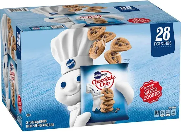 Pillsbury Soft Baked Mini Chocolate Chip Cookies, 1.5 Ounce (28 Pack)