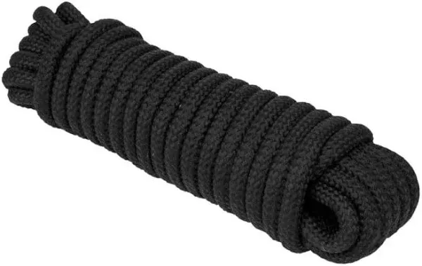 Extreme Max 3008.0301 16-Strand Diamond Braid Utility Rope - 1/4" x 25', Black